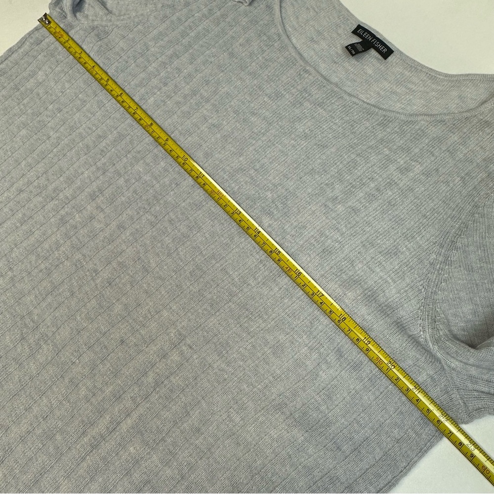 Eileen Fisher Ribbed Grey Blue Tencel Alpaca Wool Blend Lightweight Sweater XL - Picture 6 of 8